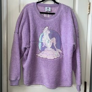 Disney Parks Spirit Jersey Little Mermaid Ariel Purple Sherpa Sweatshirt Size L